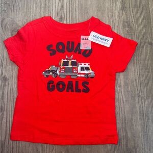 NWT 18-24 Month Old Navy Red Kids Fire Truck T-Shirt